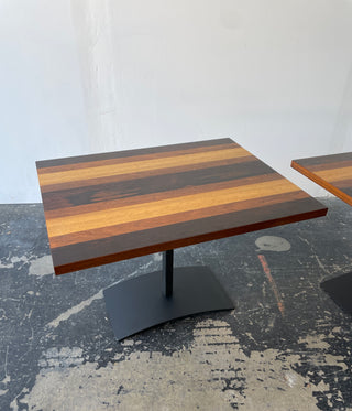 Pair of Milo Baughman Mulit-Wood Striped End Tables for Directional