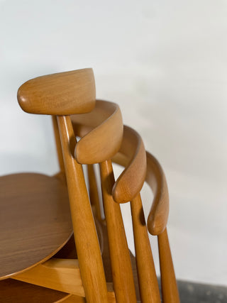 Heart Dining Table and Chairs by Hans Wegner for Fritz Hansen in Beech and Teak