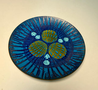 Rare Annemarie Davidson Enamel Catch-All Dish — “Blue Ghostline,” 1960s