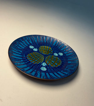 Rare Annemarie Davidson Enamel Catch-All Dish — “Blue Ghostline,” 1960s