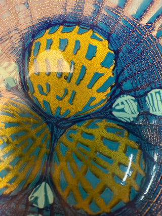 Rare Annemarie Davidson Enamel Catch-All Dish — “Blue Ghostline,” 1960s