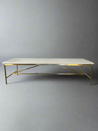 Paul McCobb Brass Frame Coffee Table with White Vitrolite Glass Top