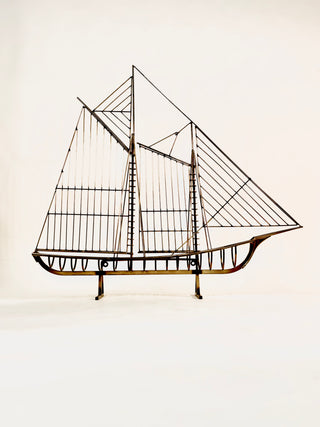 Curtis Jere Brass Sailboat Sculpture