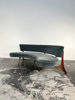 Vladimir Kagan Floating Seat and Back Sofa in Mohair