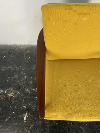 Pair of Hans Olsen Afromosia & Cane Lounge Chairs for Juul Kristensen