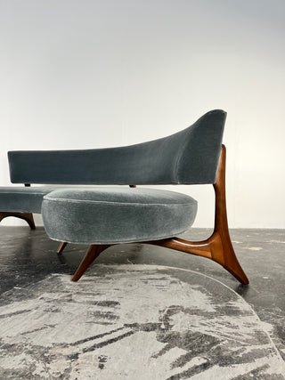 Vladimir Kagan Floating Seat and Back Sofa in Mohair