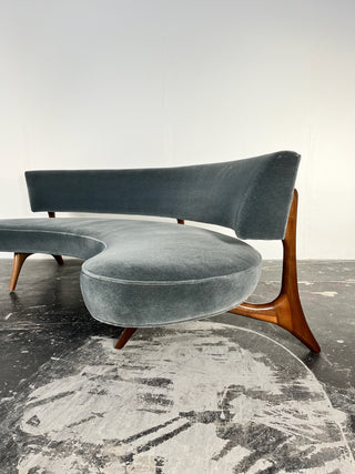Vladimir Kagan Floating Seat and Back Sofa in Mohair