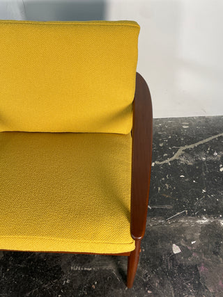 Pair of Hans Olsen Afromosia & Cane Lounge Chairs for Juul Kristensen