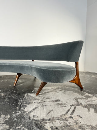 Vladimir Kagan Floating Seat and Back Sofa in Mohair