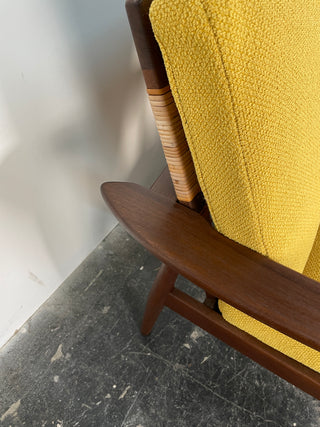 Pair of Hans Olsen Afromosia & Cane Lounge Chairs for Juul Kristensen