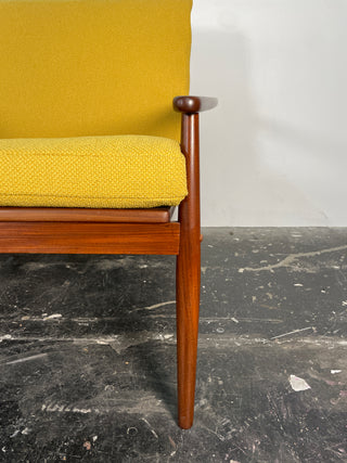 Pair of Hans Olsen Afromosia & Cane Lounge Chairs for Juul Kristensen