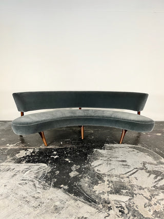 Vladimir Kagan Floating Seat and Back Sofa in Mohair