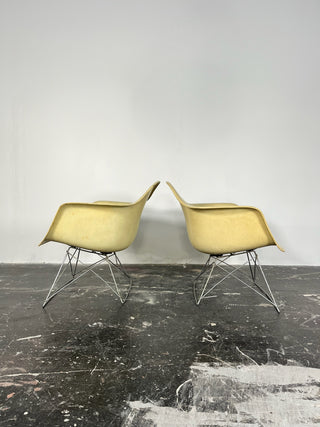 Early Eames LAR Fiberglass Arm shell Lounge Chairs for Herman Miller (pair available)