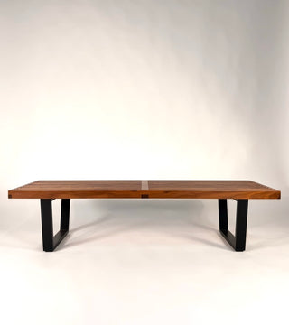 George Nelson Platform Bench in Walnut and Black Lacquered Base – Mid‑Century Modern Design