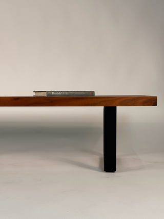 George Nelson Platform Bench in Walnut and Black Lacquered Base – Mid‑Century Modern Design
