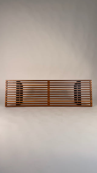 George Nelson Platform Bench in Walnut and Black Lacquered Base – Mid‑Century Modern Design