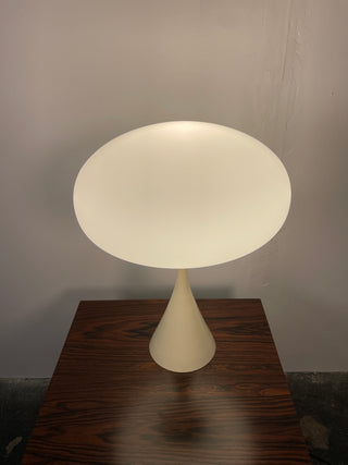 Bill Curry Mushroom “Stemlite” Table Lamp – White Base with Glass Globe
