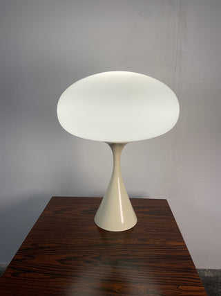 Bill Curry Mushroom “Stemlite” Table Lamp – White Base with Glass Globe