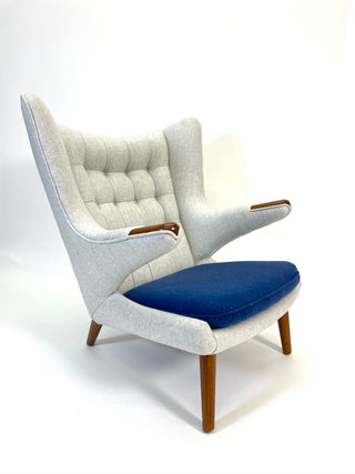 Hans Wegner Papa Bear Chair and Ottoman by AP Stolen circa 1950's