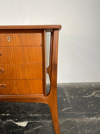 Svend Aage Madsen Bow Front Desk in Teak for HP Hansen, Denmark Circa 1960's