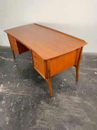 Svend Aage Madsen Bow Front Desk in Teak for HP Hansen, Denmark Circa 1960's