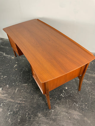 Svend Aage Madsen Bow Front Desk in Teak for HP Hansen, Denmark Circa 1960's