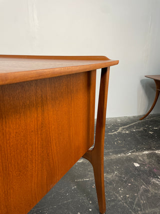 Svend Aage Madsen Bow Front Desk in Teak for HP Hansen, Denmark Circa 1960's