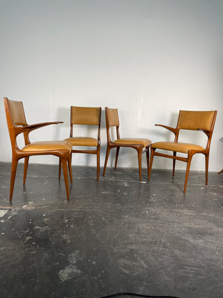 Carlo De Carli Model 671 Dining Chairs – Set of Six in Walnut for Singer & Sons, Italy, 1950s