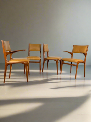 Carlo De Carli Model 671 Dining Chairs – Set of Six in Walnut for Singer & Sons, Italy, 1950s