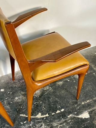 Carlo De Carli Model 671 Dining Chairs – Set of Six in Walnut for Singer & Sons, Italy, 1950s