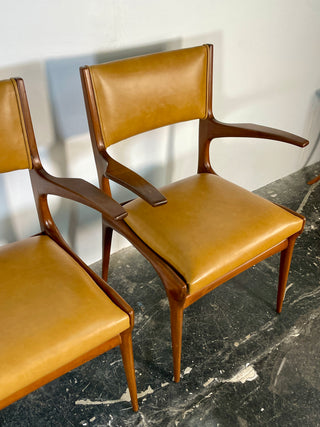 Carlo De Carli Model 671 Dining Chairs – Set of Six in Walnut for Singer & Sons, Italy, 1950s