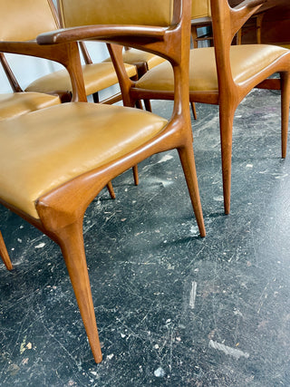 Carlo De Carli Model 671 Dining Chairs – Set of Six in Walnut for Singer & Sons, Italy, 1950s