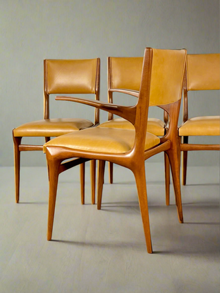 Carlo De Carli Model 671 Dining Chairs – Set of Six in Walnut for Singer & Sons, Italy, 1950s