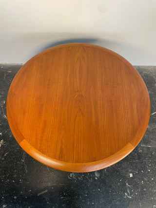 Johannes Andersen Teak Round Coffee Table with Cane Shelf