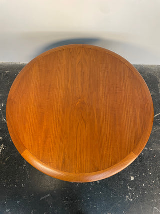 Johannes Andersen Teak Round Coffee Table with Cane Shelf