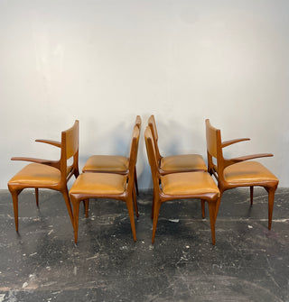 Carlo De Carli Model 671 Dining Chairs – Set of Six in Walnut for Singer & Sons, Italy, 1950s