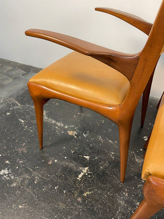 Carlo De Carli Model 671 Dining Chairs – Set of Six in Walnut for Singer & Sons, Italy, 1950s