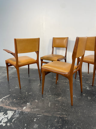 Carlo De Carli Model 671 Dining Chairs – Set of Six in Walnut for Singer & Sons, Italy, 1950s