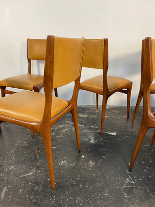 Carlo De Carli Model 671 Dining Chairs – Set of Six in Walnut for Singer & Sons, Italy, 1950s