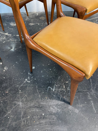 Carlo De Carli Model 671 Dining Chairs – Set of Six in Walnut for Singer & Sons, Italy, 1950s