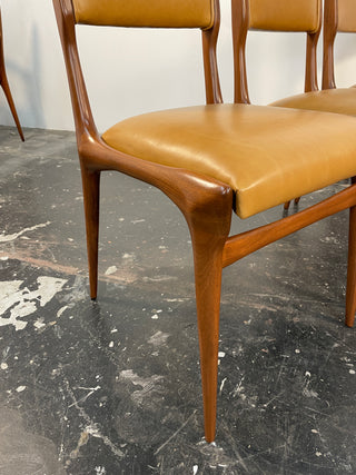 Carlo De Carli Model 671 Dining Chairs – Set of Six in Walnut for Singer & Sons, Italy, 1950s