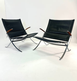 Preben Fabricius and Jorgen Kastholm  X-chairs, model FK-82 (Pair Available)