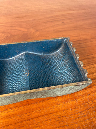 Pal-Bell cast bronze dish with lid by Maurice Ascalon with rare blue inside