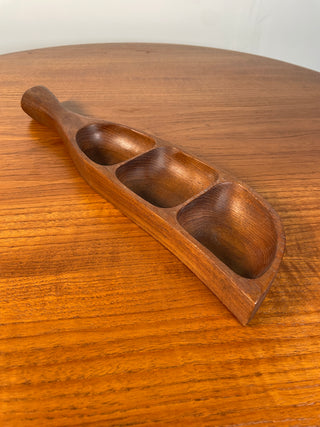 Danish Modern Solid Teak Monkey Pod Tray with Handle