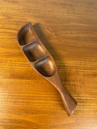 Danish Modern Solid Teak Monkey Pod Tray with Handle