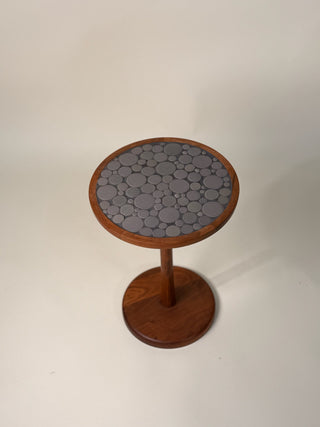 Gordon & Jane Martz Gray Coin Tile Mosaic Side Table