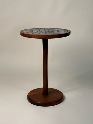 Gordon & Jane Martz Gray Coin Tile Mosaic Side Table