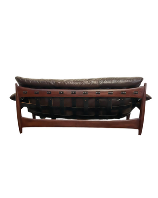 Sheriff Sofa in Espresso Dark Brown Leather by Sergio Rodrigues , Circa 1957  Brazilian Modern