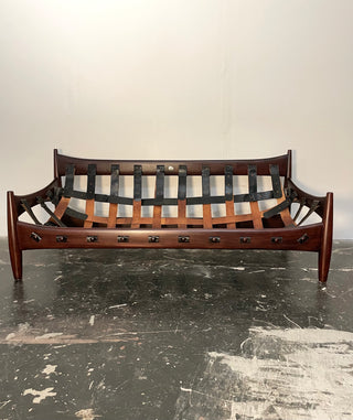 Sheriff Sofa in Espresso Dark Brown Leather by Sergio Rodrigues , Circa 1957  Brazilian Modern