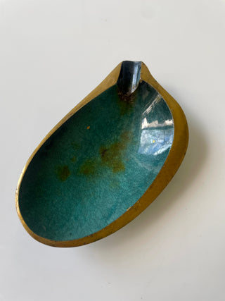 Small Pal Bell Brass Scallop Gold And Midnight Teal Catchall